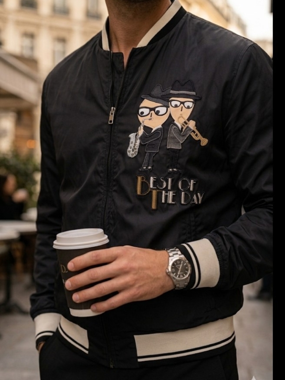 Dolce & Gabbana Black Satin Nylon Bomber Jacket M/L Italy "Best Of The Day"